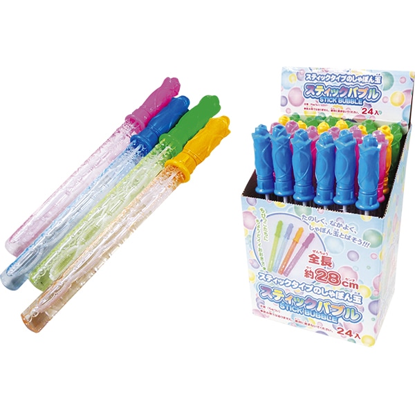 95094 スティックバブル(24入) 26SS-P136 全長28cmのスティックタイプのながーいシャボン玉です 液漏れ防止パッキン付きです