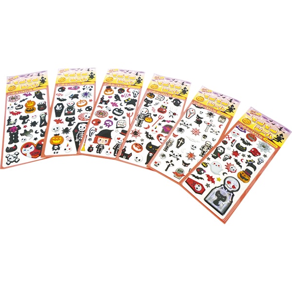 43167 ハッピーハロウィンモコモコシール(25入) 26SS-P138 ロウィンモチーフのモコモコミニシール♪ 楽しいシールは全6種類 ハロウィンにぴったりのモコモコシール