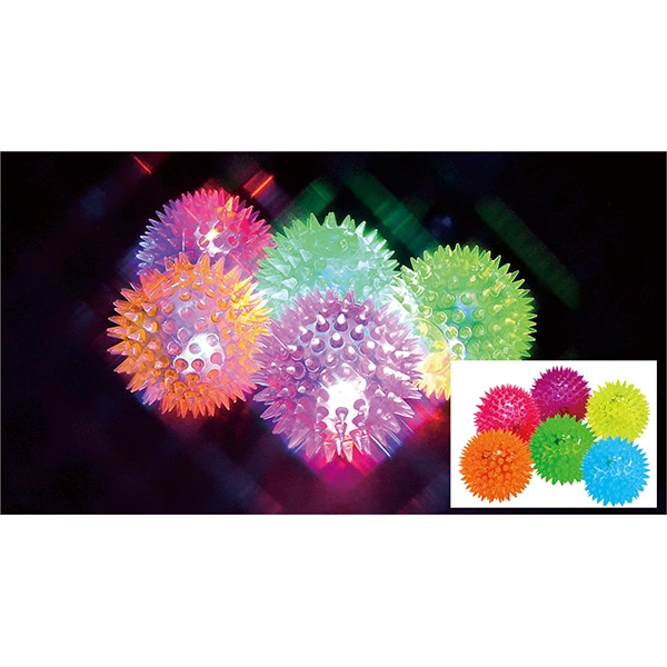 80932 ピカピコイガイガボール(12入) 26SS-P139 ショックセンサーでピカピカ光るボールです 笛もついていますのでピコピコ鳴ります