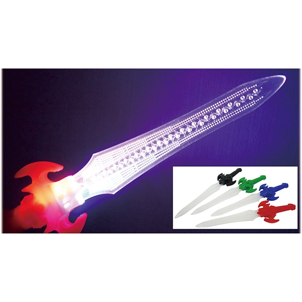 45329 フラッシュブレイブソード(12入) 26SS-P143 ソード部分全体が紫っぽく3パターンで光ります スイッチを押すとピカピカ光る剣のおもちゃ