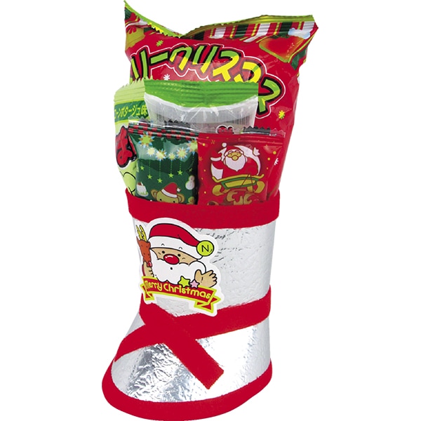 サンタ銀ブーツ20cm お菓子の入ったクリスマスブーツ サンタが運ぶ定番アイテム 16484 P049 25AW