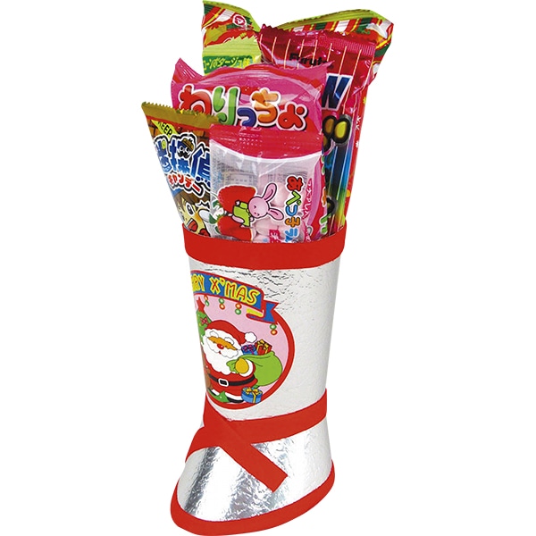 サンタ銀ブーツ25cm お菓子の入ったクリスマスブーツ サンタが運ぶ定番アイテム 16407 P049 25AW