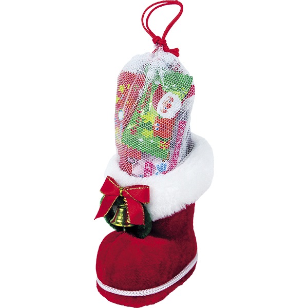 ベル付ミニブーツ15cm 可愛いベルがついたクリスマスブーツ ふわふわ感が可愛いサンタブーツ 16419 P053 25AW