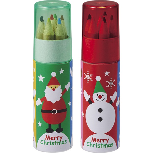X'mas色鉛筆・6本(50入) 季節感漂う色鉛筆 中身は６色のカラーペンシルです 16467 P056 25AW