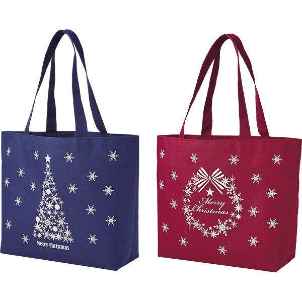 X'masトートバッグ（10入） シックな柄のクリスマストートバッグ 季節