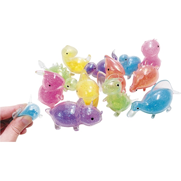 95586 ぷにぷにラメキラ恐竜くん(50入) 26SS-P085 水に浮くおもちゃ プニプニ手触りが気持ち良い