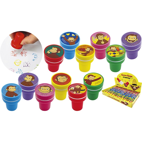 おさるのジョージ丸型スタンプ(60入) 全長約3.5cm「おさるのジョージ