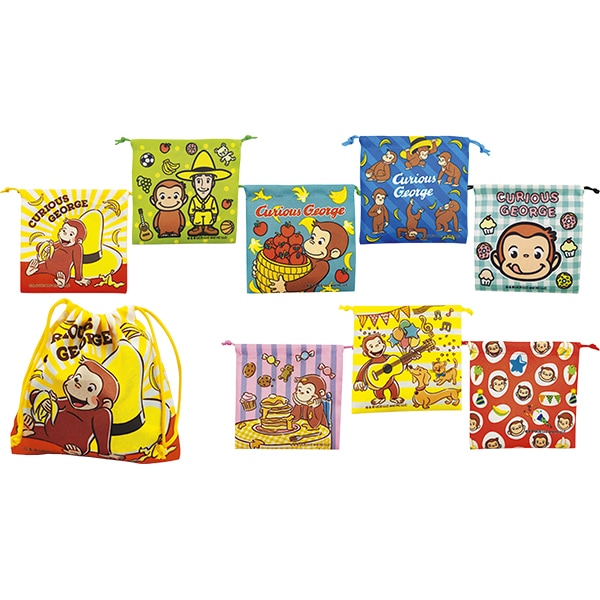 95676 おさるのジョージミニ巾着袋(24入) 26SS-P145 おさるのジョージのミニ巾着袋です 可愛くて小物入れに便利です