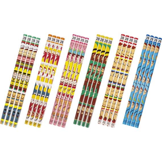 95673 おさるのジョージ４P鉛筆２B(25入) 26SS-P145 全長約17.5㎝おさるのジョージ。キャラクターデザインのおさるのジョージ4P鉛筆2B 個袋には鉛筆4本（2B・同一柄）が入っています