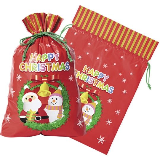X'mas巾着ギフトバッグ大(20入) プレゼントを入れるギフト巾着 たくさん入れたい大サイズ 16483 P055