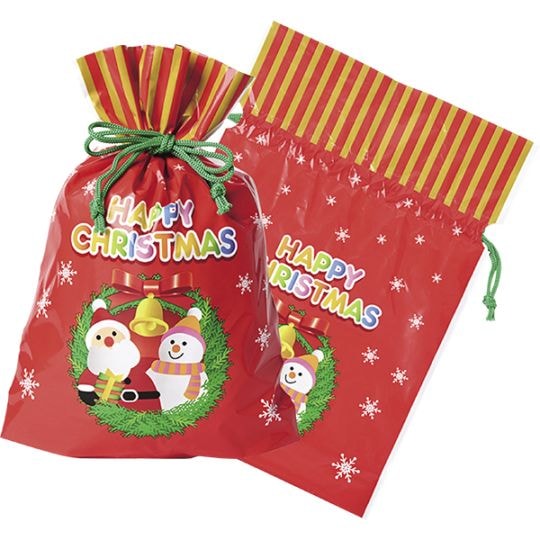 X'mas巾着ギフトバッグ小(20入) プレゼントを入れるギフト巾着 ちょこっと入れるのに便利なSサイズ 16481 P055