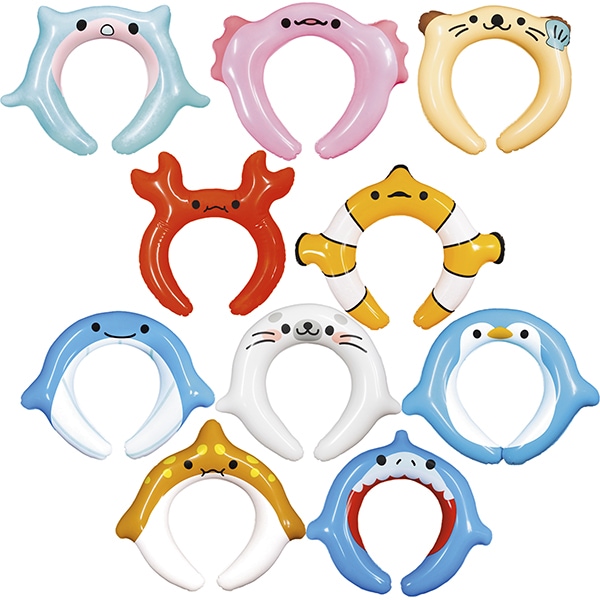 95290 水族館の生き物エアーカチューシャ(20入) 26SS-P074 つけるだけで水族館気分！ プカプカ浮かぶ海の仲間たちがキミの頭に大集合！