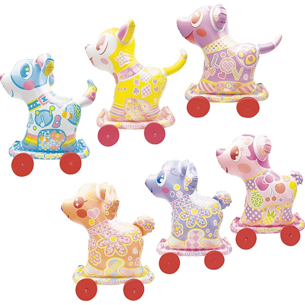 03245 おさんぽカラフルワンちゃん(6入) 26SS-P075 瞳キラキラ！パステルカラーの可愛い相棒 持って歩くだけでみんなの視線を独り占め！