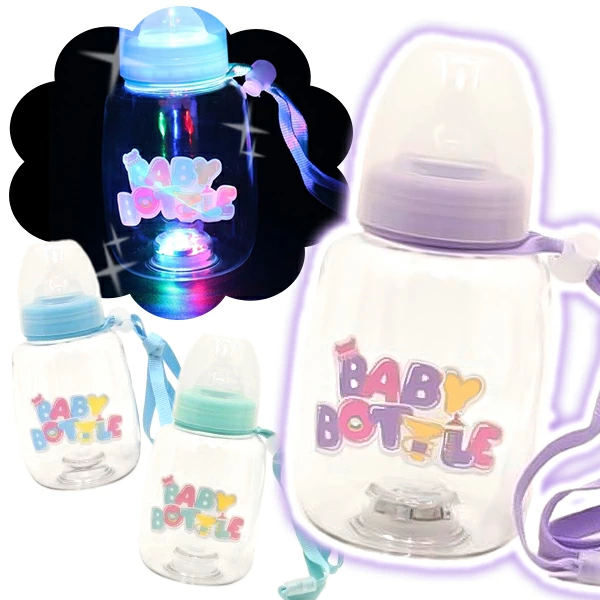 95582 光る哺乳瓶ボトルパステルワイド約500ml(6入) カタログ外 ゆめかわパステルがピカピカ光る 洗いやすいワイドな広口設計