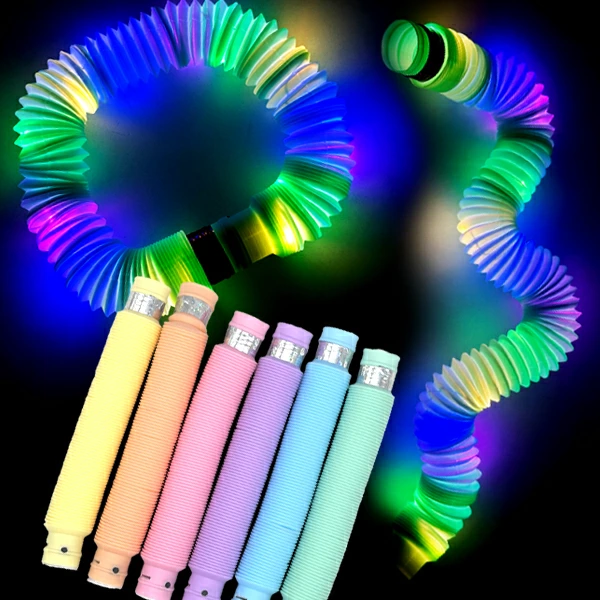 95713 フラッシュポップチューブ(12入) カタログ外 伸ばして曲げて音も楽しい！ カラフルに発光する不思議なチューブ
