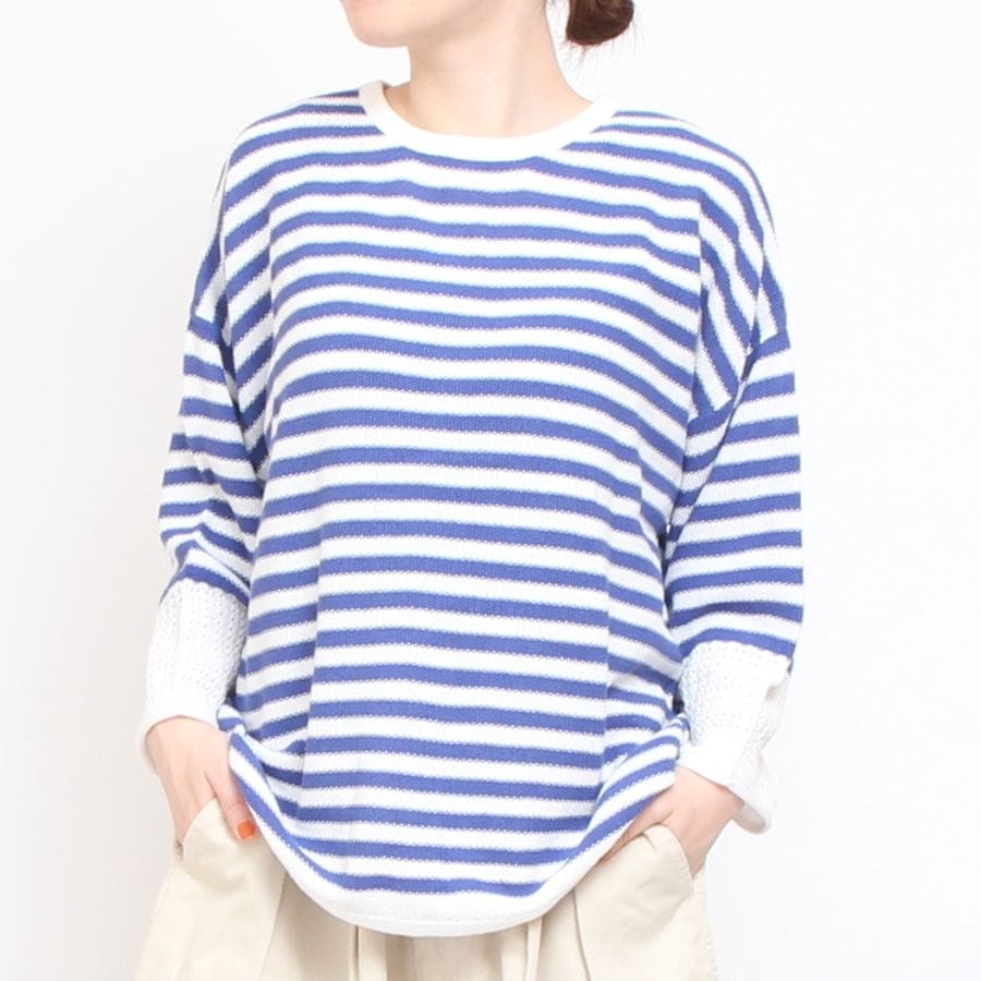 【BLUEのみ】sosottoボーダー2WAYカーディガン