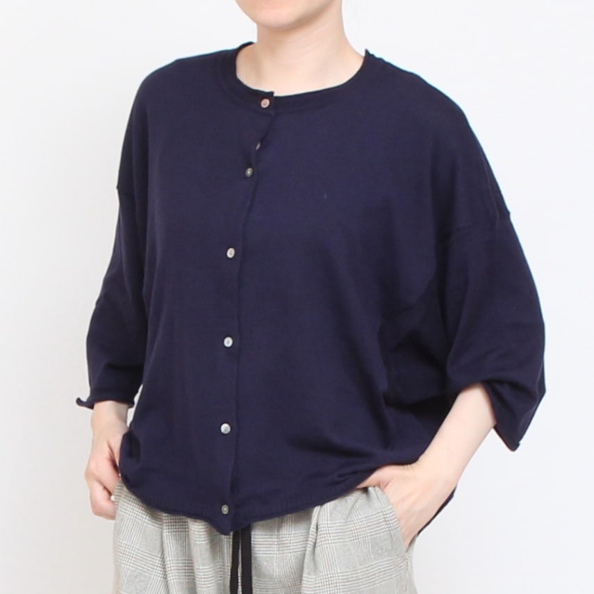 mao madeピマコットン7分袖カーディガン(2407)