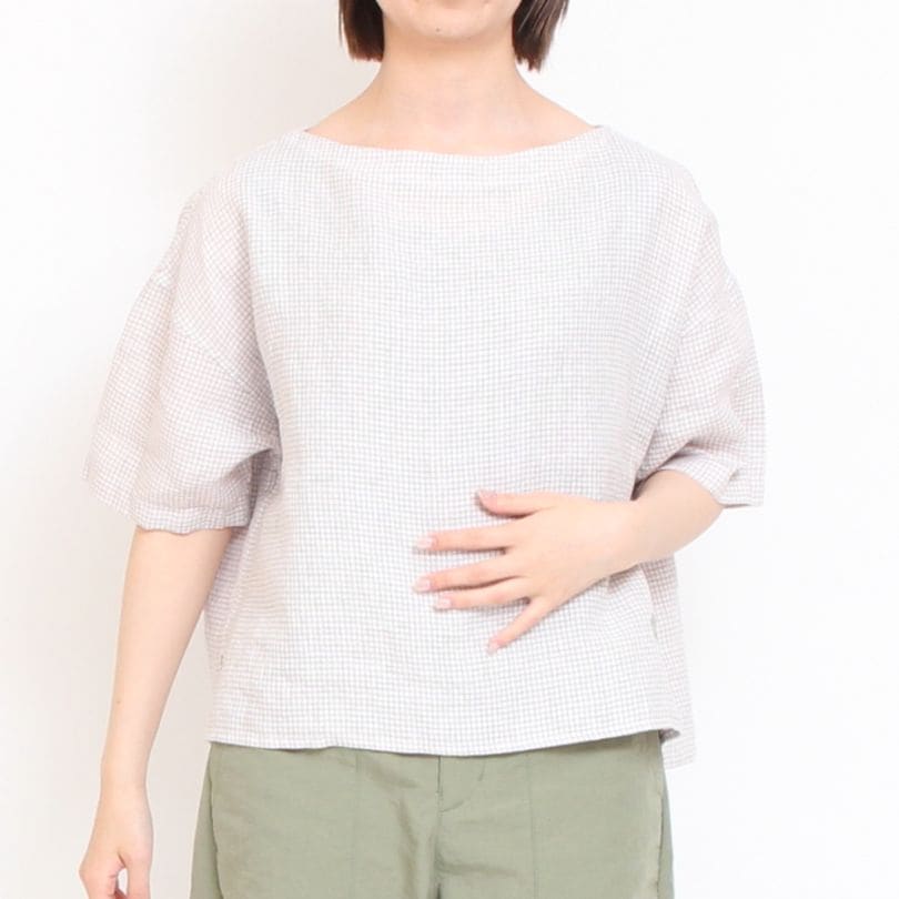 【８月末まで期間限定OFF】ORCIVALチェックリネン半袖プルオーバー