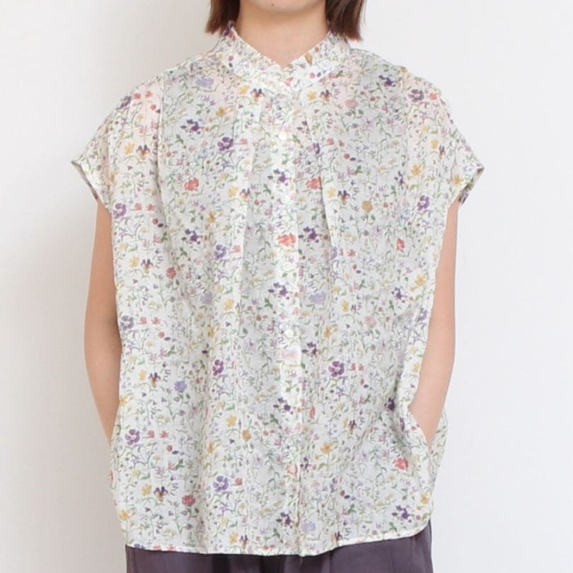 【極美品】Shower Partyシャワーパーティー　リバティ　フリル襟ブラウス 極美品】Shower Partyシャワーパーティー リバティ フリル襟