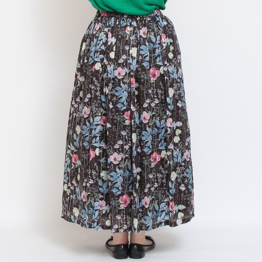 【美品】45R　スカート　LIBERTY　ネオンフィールズ　花柄　ギャザー　M 美品】45R スカート LIBERTY ネオンフィールズ 花柄 ギャザー M