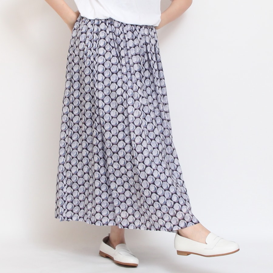 【美品】45R　スカート　LIBERTY　ネオンフィールズ　花柄　ギャザー　M ラスト1点ずつ】シルフローンLIBERTYギャザースカート85cm(2507)