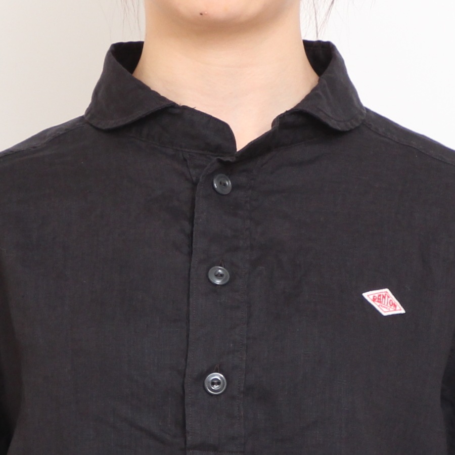 DANTON リネン半袖丸襟プルオーバーシャツ ホワイト 36 DANTON [ダントン] W LINEN CLOTH ROUND COLLAR P.O SHIRT S/S