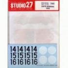1/24 Car number, stripe decal for 250TR Sebring 1958 (14, 15 & 16)STUDIO27 ��Original Decals��