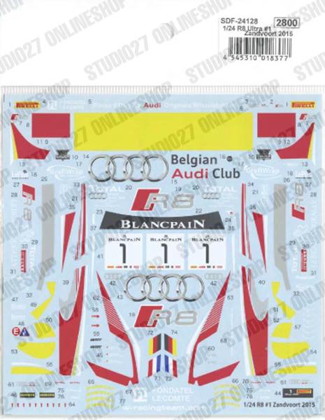1/24 R8 Ultra #1 Zandvoort 2015 - Spare Decal<br>for FK24128<br>STUDIO27 ��Spare Decal��