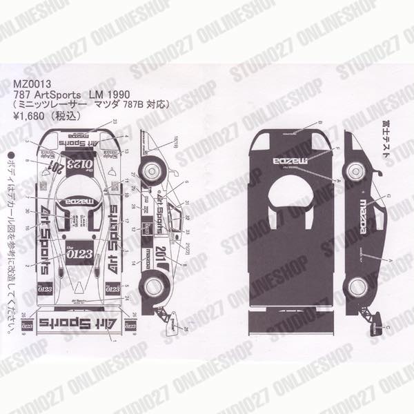 Mazda 787 "Art Sports" LM 1990 <br>for Mini-Z <br>MZ DECALS��Original decal��