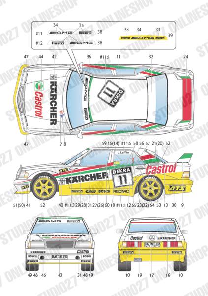 1/24 Mercedes-Benz 190E "Karcher" #11/#12 DTM 1992<br>forFUJIMI125718<br>STUDIO27 ��Original Decals��