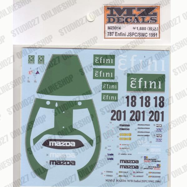 Mazda 787B "Enfini" JSPC/SWC 1991 <br>for Mini-Z <br>MZ DECALS��Original decal��