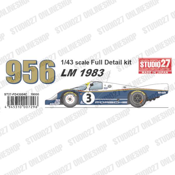 1/43 956 LM1983 (Long tail)<br>STUDIO27 Full Detail Kit<br>Printed by Cartograf