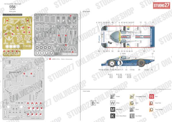 1/43 956 LM1983 (Long tail)<br>STUDIO27 Full Detail Kit<br>Printed by Cartograf