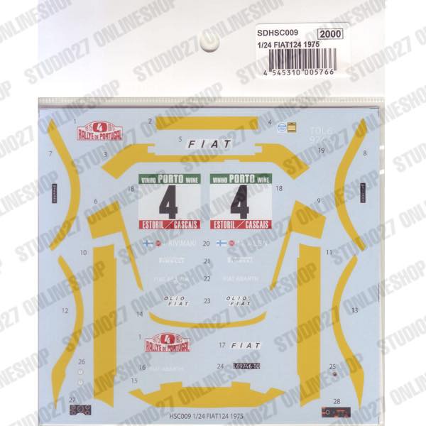 1/24 FIAT124 1975 - Spare decal<br>for HSC009<br>HSC��Spare Decals��