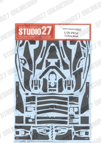 1/20 FW16 Carbon decal<br>for FUJIMI#090580 <br>STUDIO27 ��Carbon Decal��