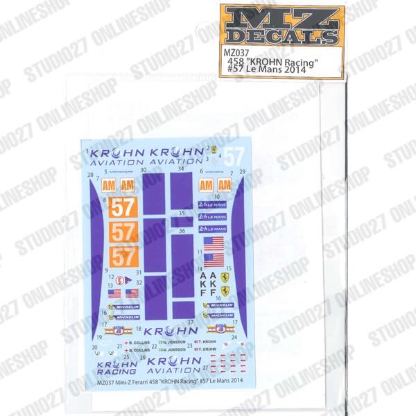 458 "Krohn Racing" #57 Le Mans 2014 <br>for Mini-Z <br>MZ DECALS��Original decal��