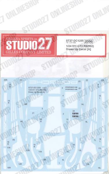 1/24 911 GT3 RS (992) Dress Up Decal [A]<br>for TAMIYA<br>STUDIO27 ��Original Decals��