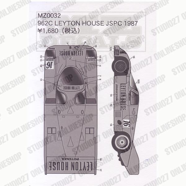 962C "Leyton House" JSPC 1987 <br>for Mini-Z <br>MZ DECALS��Original decal��