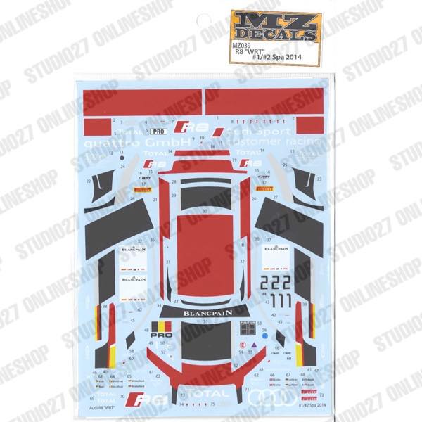 R8 "WRT" #1/#2 Spa 2014 <br>for Mini-Z <br>MZ DECALS��Original decal��
