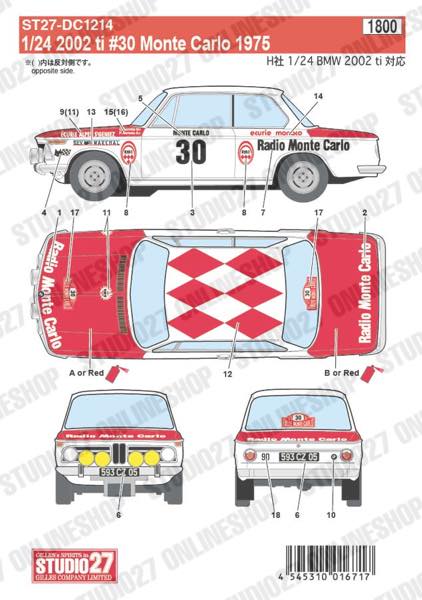 1/24 2002 ti #30 Monte Carlo 1975<br>for HASEGAWA<br>STUDIO27 Original Decals