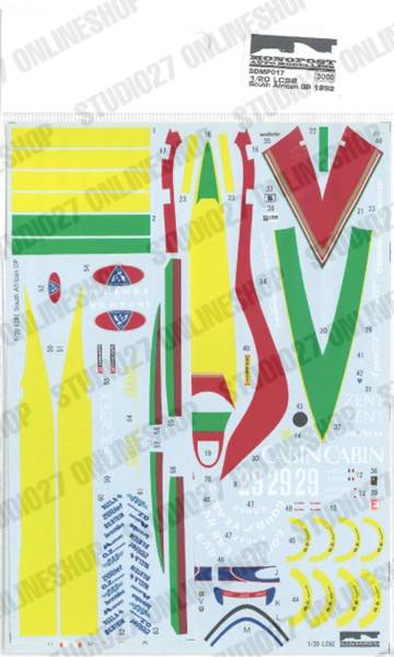 1/20 LC92 South African GP 1992 - Spare Decal<br>for MP017<br>MONOPOST ��Spare Decal��