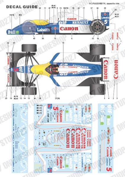 1/20 FW14 U.S.A.GP 1991 CONVERSION KIT<br>for FUJIMI 1/20 FW14B<br>STUDIO27 ��Convesion Kit��