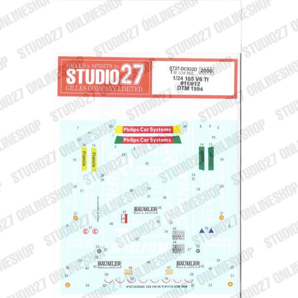 1/24 155 V6 TI #11/12 DTM 1994<br>forTAMIYA#24137<br>STUDIO27 ��OriginalDecals��