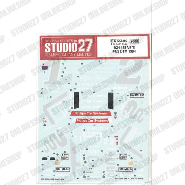 1/24 155 V6 TI #1/2 DTM 1994<br>forTAMIYA#24137<br>STUDIO27 ��OriginalDecals��<br>Printed by Cartograf