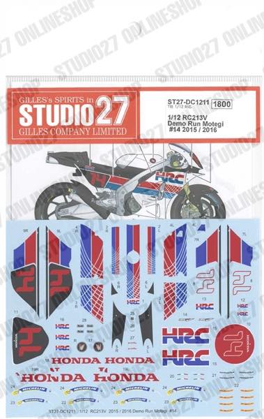 1/12 RC213V Demo Run Motegi #14 2015 / 2016<br>for TAMIYA<br>STUDIO27 ��Original Decals��