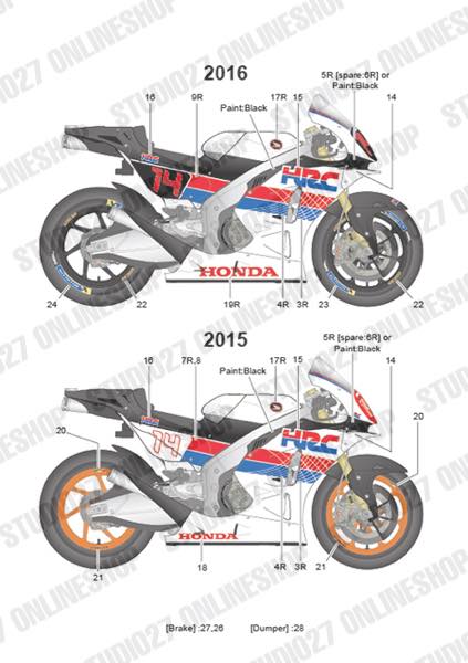 1/12 RC213V Demo Run Motegi #14 2015 / 2016<br>for TAMIYA<br>STUDIO27 ��Original Decals��