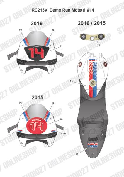 1/12 RC213V Demo Run Motegi #14 2015 / 2016<br>for TAMIYA<br>STUDIO27 ��Original Decals��