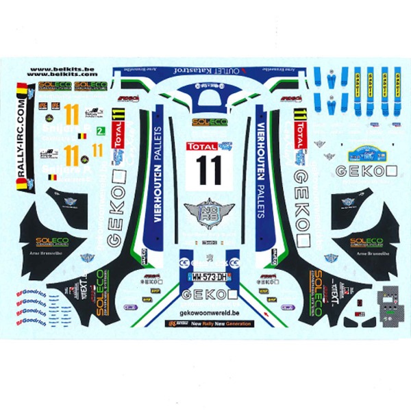 1/24 Peugeot 207 S2000 #11 Geko Ypres Rally 2010<br>BELKITS��Decal��
