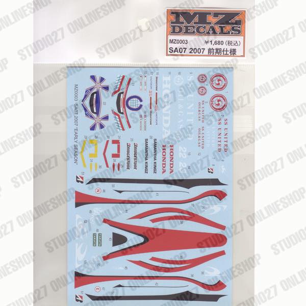SA07 2007 Early Ver. <br>for Mini-Z <br>MZ DECALSOriginal decal
