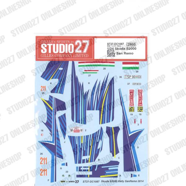 1/24 Skoda S2000 #211 Rally San Remo 2014<br>for Bel-004<br>STUDIO27 ��Original Decals��